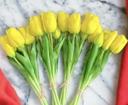 Bukiet tulipanow silikonowych zoltych x5
